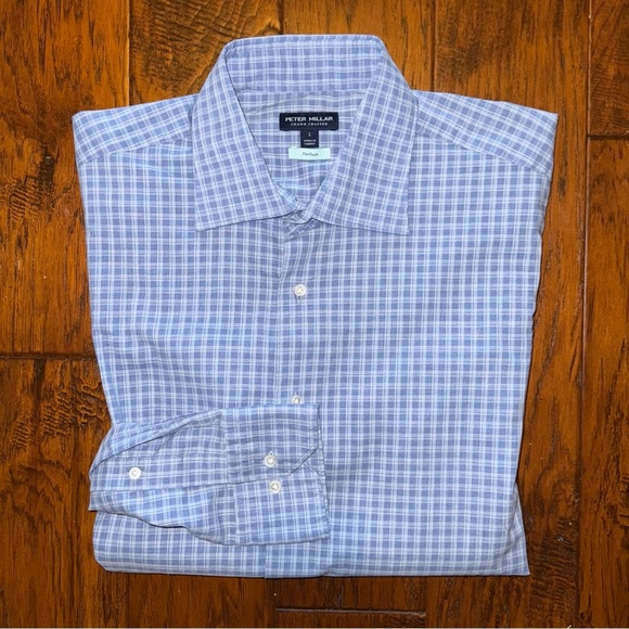Peter Millar Crown Crafted Flex Finish Chambray Check Shirt - Picture 5 of 7